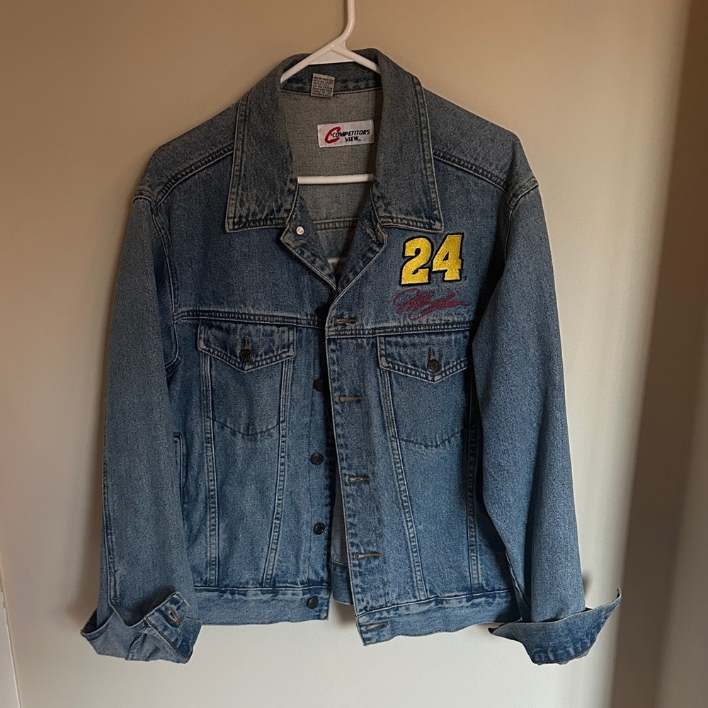 Vintage Style Denim DuPont Motorsport Jacket with Yellow '24' Patch